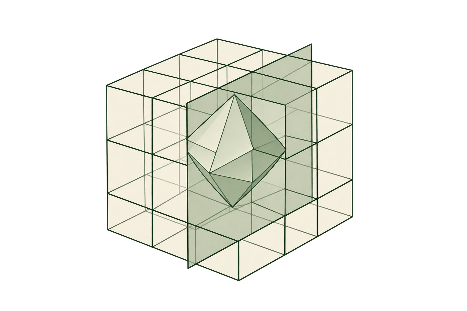 An open lattice reveals a geometric structure within a research field
